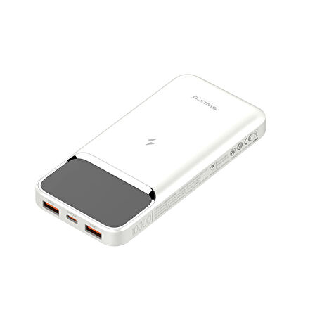 SWORD 10.000mAh Kablosuz Powerbank 22.5W PD&QC Hızlı Şarj Type-C+USB+Wireless Beyaz SW-WQ11