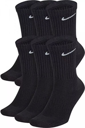 Dri Fit Everyday Cotton Crew Socks 6 lı Spor Çorap Siyah