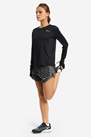 Nike Dri-Fit Pacer Uzun Kollu Siyah Kadın Koşu Üstü