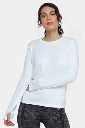 Nike Dri-Fit Miller Running Standart Kesim Beyaz Kadın Spor Tişört 