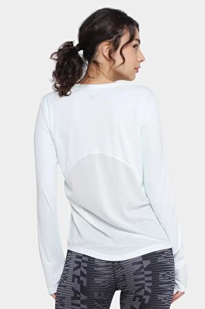 Nike Dri-Fit Miller Running Standart Kesim Beyaz Kadın Spor Tişört 