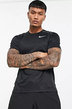 Nike Dri-Fit Miller Standart Kesim Siyah Erkek Spor Tişört