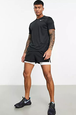 Nike Dri-Fit Miller Standart Kesim Siyah Erkek Spor Tişört