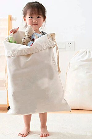 Kanvas Çok Amaçlı Kirli Çamaşır Torbası 50x70 cm, 1 Adet