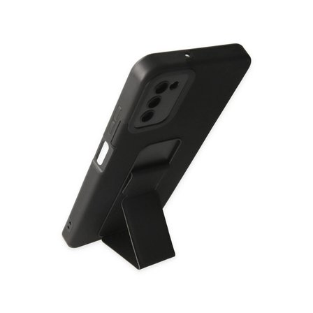 Samsung Galaxy A03s Kılıf Mega Standlı Silikon - Siyah