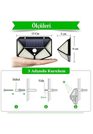 Plastik Modern Balkon Duvar Sensörlü - Solar Aplik 