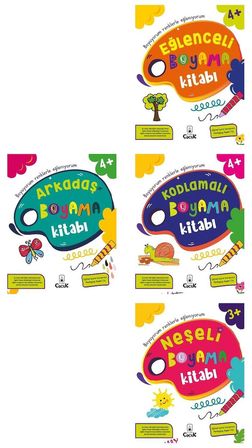 4+ Yaş Çocuklar İçin Boyuyorum Renklerle Eğleniyorum 4 Kitap Set