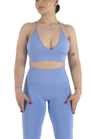 NTB İp Askılı V Yaka Sporcu Sütyeni, Fitness, Yoga, Pilates, Koşu, Antrenman