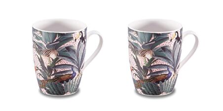 Porselen Mugs Kupa-korkmaz Forest Baskılı Kupa Bardak-2'li Takım Kupa