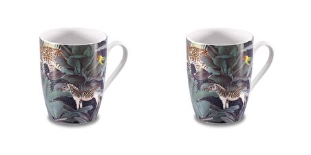 Porselen Mugs Kupa-korkmaz Forest-4 Baskılı Kupa Bardak-2'li Takım Kupa
