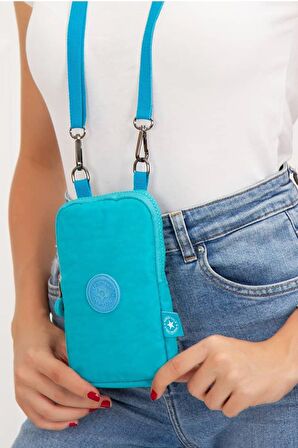 Kipling kumaş Çapraz Askılı Cüzdan&Telefonluk 1037-1 Turkuaz