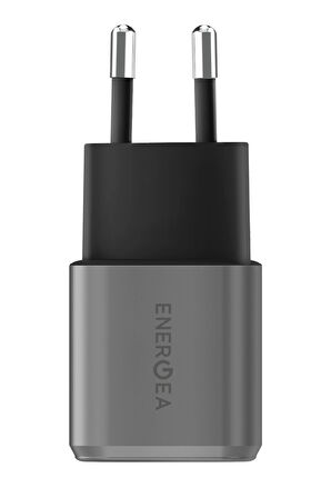 AmpCharge GaN20 20W Type-C ve 18W USB 3.0 Çıkışlı Hızlı Şarj Aleti - Koyu Gri