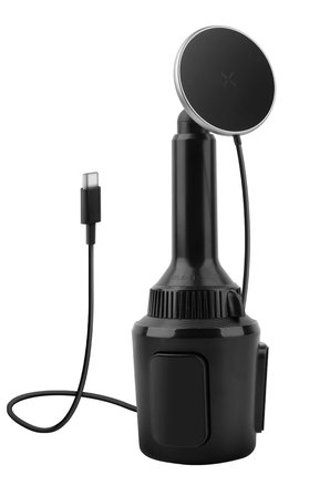 Energea MagDrive 2in1 Izgara Klipsli ve Bardaklık Bölgesine Takma Aparatlı 15W Kablosuz Şarjlı Manyetik Magsafe Araç Tutucu - Siyah