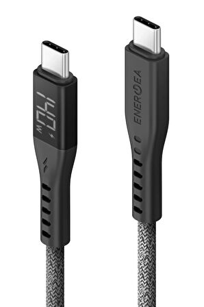 Flow 1.5M 240W Dijital Göstergeli Type-C to Type-C PD Hızlı Şarj Kablo - Siyah