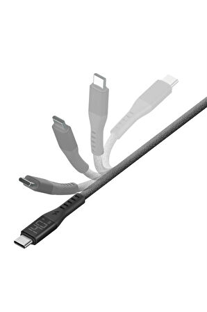 Flow 1.5M 240W Dijital Göstergeli Type-C to Type-C PD Hızlı Şarj Kablo - Siyah