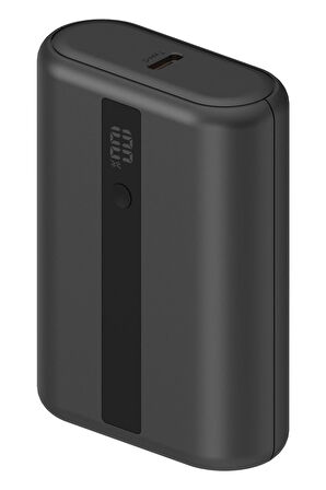 ComPac Mini 3 10.000 mAh Dijital Gösterge 20W Type-C ve 18W USB PD Hızlı Şarj Powerbank - Koyu Gri