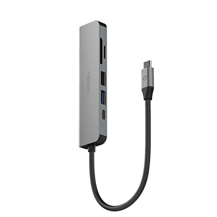 Energea AluHub HD3 6in1 4K 60W PD Hub Dönüştürücü - Koyu Gri
