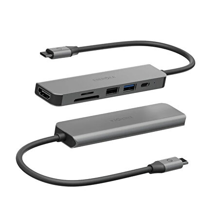 Energea AluHub HD3 6in1 4K 60W PD Hub Dönüştürücü - Koyu Gri