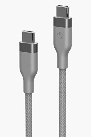 Helix 1.5M 100W Manyetik Katlanma Özellikli Type-C to Type-C PD Hızlı Şarj Kablo - Natural Grey
