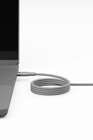 Helix 1.5M 100W Manyetik Katlanma Özellikli Type-C to Type-C PD Hızlı Şarj Kablo - Natural Grey