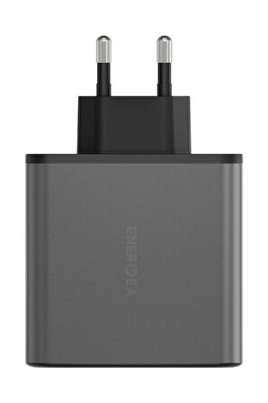 AmpCharge GaN100 2 Adet 100W Type-C ve 30W USB 3.0 Çıkışlı Hızlı Şarj Aleti - Koyu Gri