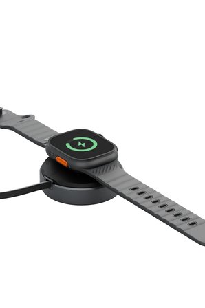 Energea MagDuo Arc 2in1 80cm Dahili Kablolu 15W Telefon Saat Hızlı Şarj Standı - Koyu Gri