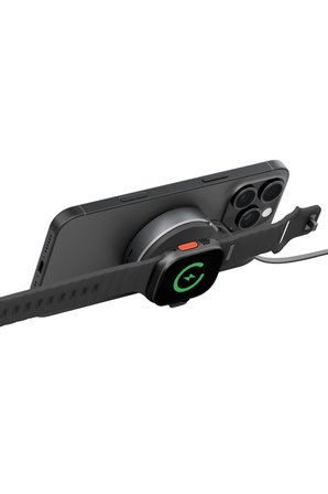Energea MagDuo Arc 2in1 80cm Dahili Kablolu 15W Telefon Saat Hızlı Şarj Standı - Koyu Gri