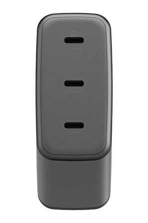 AmpCharge GaN100 2 Adet 100W Type-C ve 1 Adet 35W Type-C Çıkışlı Hızlı Şarj Aleti - Koyu Gri