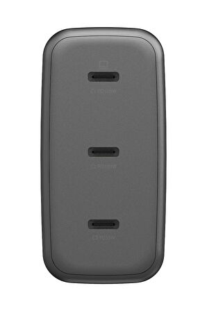 AmpCharge GaN100 2 Adet 100W Type-C ve 1 Adet 35W Type-C Çıkışlı Hızlı Şarj Aleti - Koyu Gri