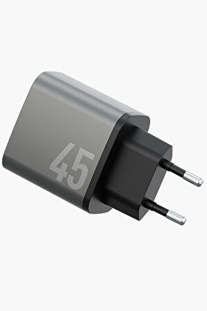AmpCharger GaN45 2 Adet 45W Type-C Çıkışlı Hızlı Şarj Aleti - Koyu Gri