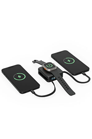 MagPac Mini Plus Dijital 10.000 mAh 20W Type-C 20W Type-C Kablo 15W Telefon Saat Kablosuz Şarj Magsafe Powerbank