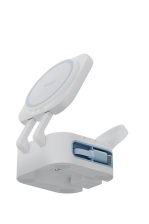 X Bazic GoMag Station Mini 3in1 Katlanabilir - 15W Telefon Saat Masaüstü Hızlı Şarj Standı - Beyaz