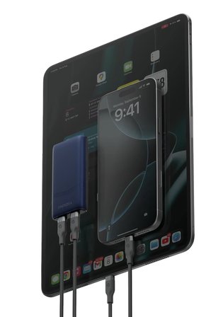Energea TravelWorld Edge 65 2 Adet 65W USB 3.0 Çıkışlı Universal PD Hızlı Şarj Aleti - Mavi