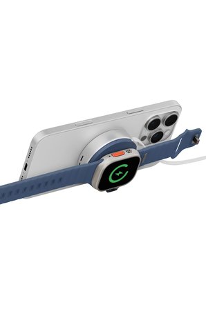 Energea MagDuo Arc 2in1 80cm Dahili Kablolu 15W Telefon Saat Hızlı Şarj Standı - Mavi