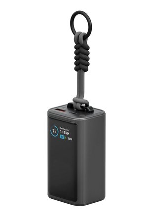 Energea ComPac Arc 45 Dijital Göstergeli 10.000 mAh Dahili Type-C Kablolu 45W Şarj Çıkışlı PD Hızlı Şarj Powerbank - Siyah