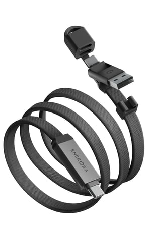 Energea Sheath Travel 1.2M 60W 2in1 Type-C to Type-C ve USB-A Hızlı Şarj Kablo - Gümüş