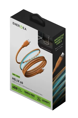 Energea Helix 60 1.5M 60W Manyetik Type-C to Type-C Hızlı Şarj Kablo - Mavi