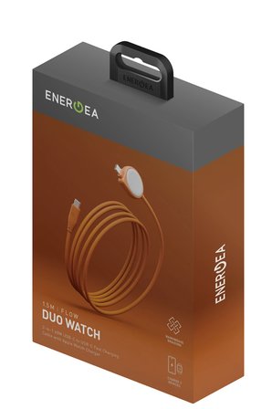 Energea Flow Duo Watch 2in1 1.5M 60W Type-C to Type-C ve Watch PD Hızlı Şarj Kablo - Turuncu