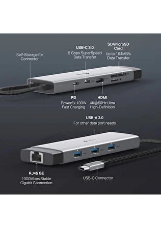 TP-LINK UH9120C USB TYPE-C DOCKING STATION 9 PORT USB-C PD + USB C + USB 3.0 X3 + KART OKUYUCU