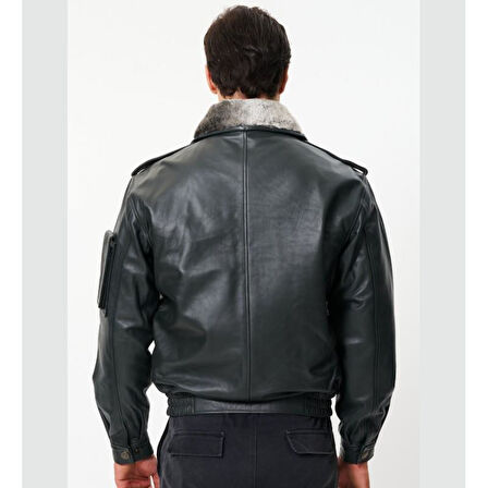 CAT3A Deri Pilot Montu Kül Siyahı YC no patch