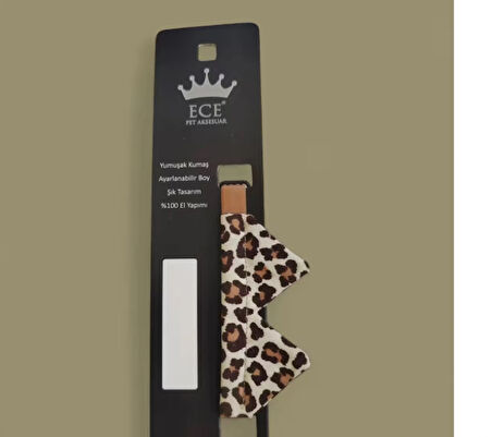 ECE EL YAPIMI YUMUŞAK KUMAŞ AYARLANILABİLİR  KEDİ TASMASI LEOPAR DESENLİ