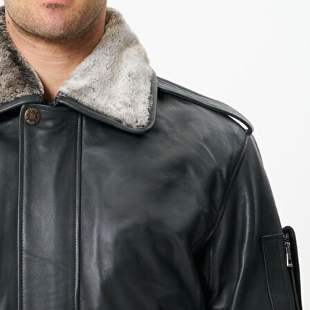 CAT3A Deri Pilot Montu Kül Siyahı YC no patch