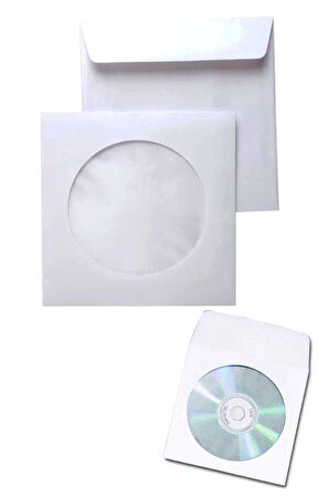 CD Zarfı Pencereli CD / DVD  Zarf Beyaz Zarf - 20 Adet