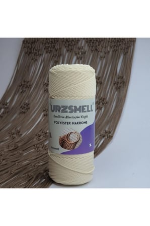 Polyester Makrome 100gr, 140mt, 3 No. Supla, Çanta Ve Aksesuar Ipliği 017 Krem