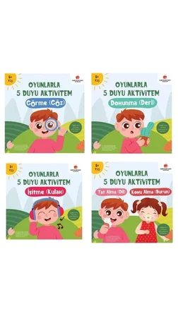 5+ Yaş Çocuklar İçin Oyunlarla 5 Duyu Aktivitem-4 Kitap Set