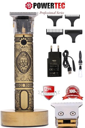Powertec TR-1818 Şarjlı Tıraş Makinesi Saç-Sakal-Ense-Vücut Lazer Epilasyon Öncesi (Standlı yeni versiyon)