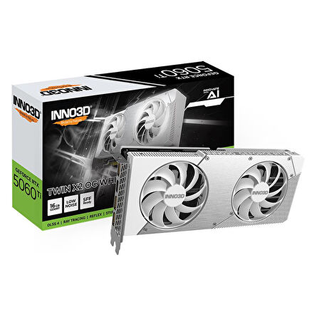Inno3D GeForce RTX5060Ti 16GB Twin X2 OC White 128Bit GDDR7 Ekran Kartı N506T2-16D7X-191073W