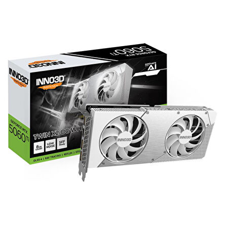 Inno3D GeForce RTX5060Ti 8GB Twin X2 OC White 128Bit GDDR7 Ekran Kartı N506T2-08D7X-193075W