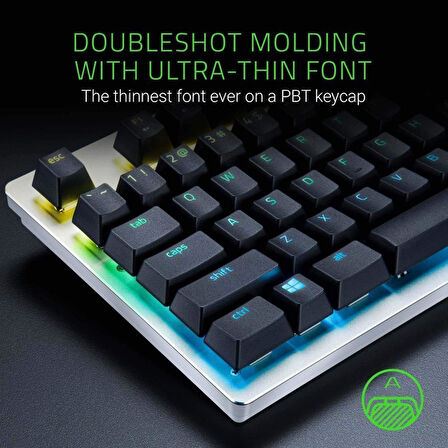 Oyun Klavyesi için Razer PBT Tuş Takımı - Mekanik ve optik klavyeler için klavye yükseltme seti (arka ışık uyumluluğu, üstün PBT malzemesi) Kuvars/Pembe Outlet