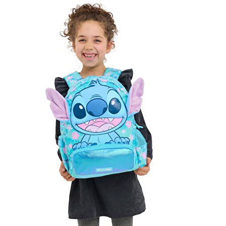 Smiggle Stitch 36 cm Anaokul Ve İlkokul Aşırı Şirin Çanta Kapüşon Detaylı 